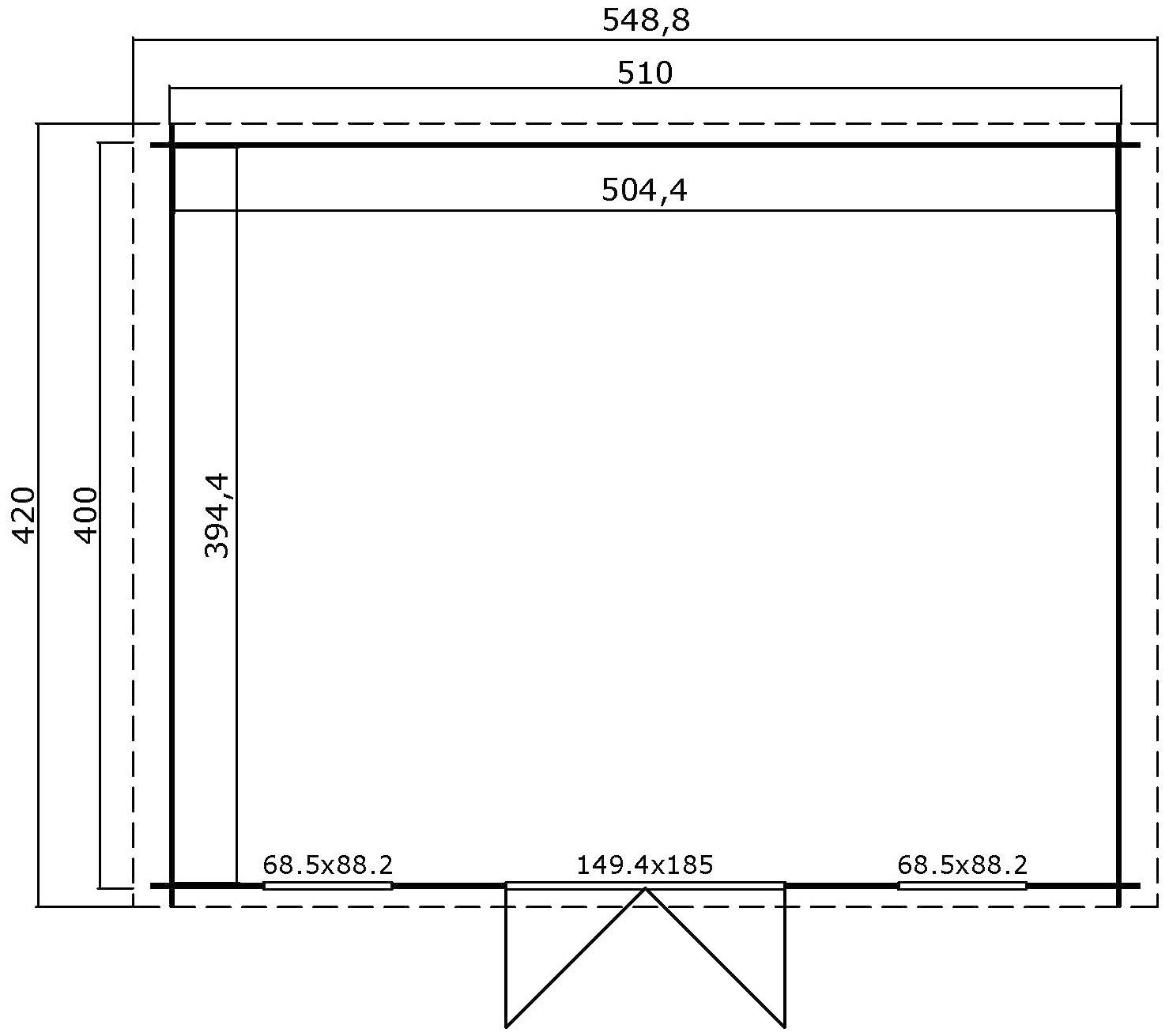 cm, 5, 530x560 Blochbohlenhaus BxT: MAJA Fundamentmass 5100x4000, LASITA Wels Gartenhaus 28mm, Schwedenrot