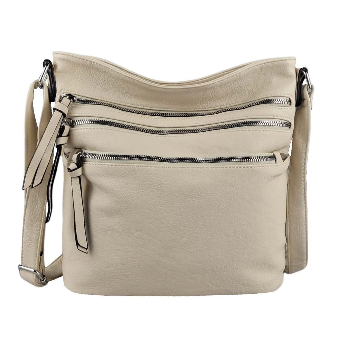 ITALYSHOP24 Schultertasche Damen Hand-Tasche XL Shopper Umhängetasche Cross body Over Hobo Bag, Henkeltasche für Reise Urlaub Sport, viele Fächer, langes Schultergurt