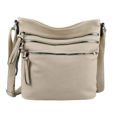 ITALYSHOP24 Schultertasche Damen Tasche Shopper Crossbody, als Handtasche, Umhängetasche, Shopper tragbar