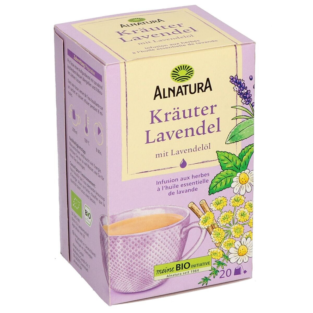 Alnatura Tee Kräuter Lavendel Tee, 20 Aufgussbeutel