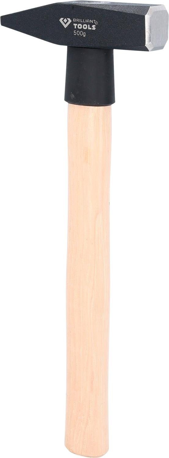 Brilliant Tools Hammer Schlosserhammer mit Hickory-Stiel, 500 g