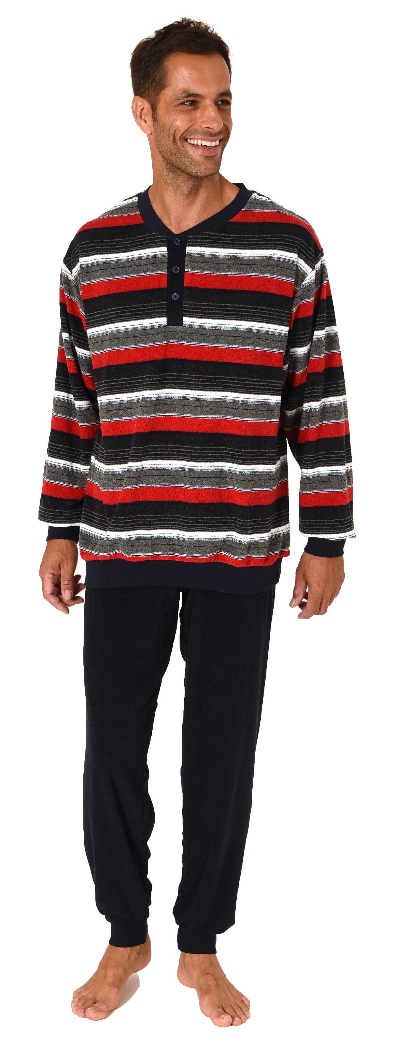 Normann Pyjama Herren Frottee langarm Schlafanzug günstig online kaufen