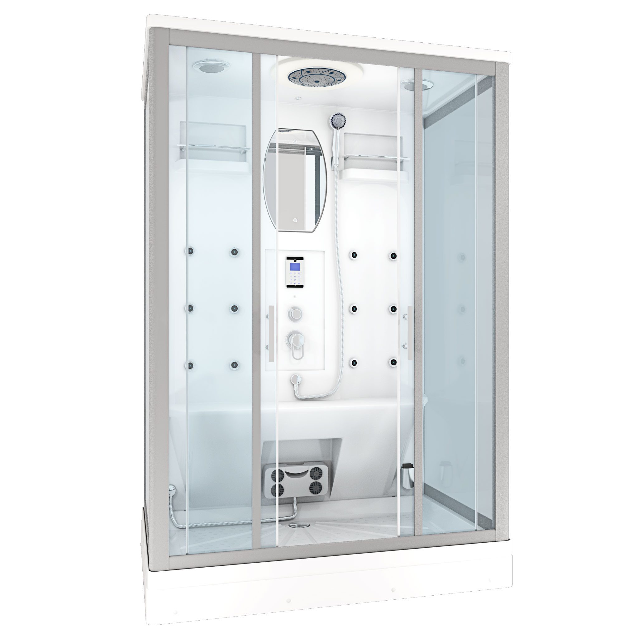 AcquaVapore Dampfdusche Dampfdusche Sauna Duschkabine D27-EH-ALL 140x90 cm, Sicherheitsglas ESG, Höhenverstellbar, Mit Bauanleitung, Mit Beleuchtung, Mit Spiegel, Gehä
