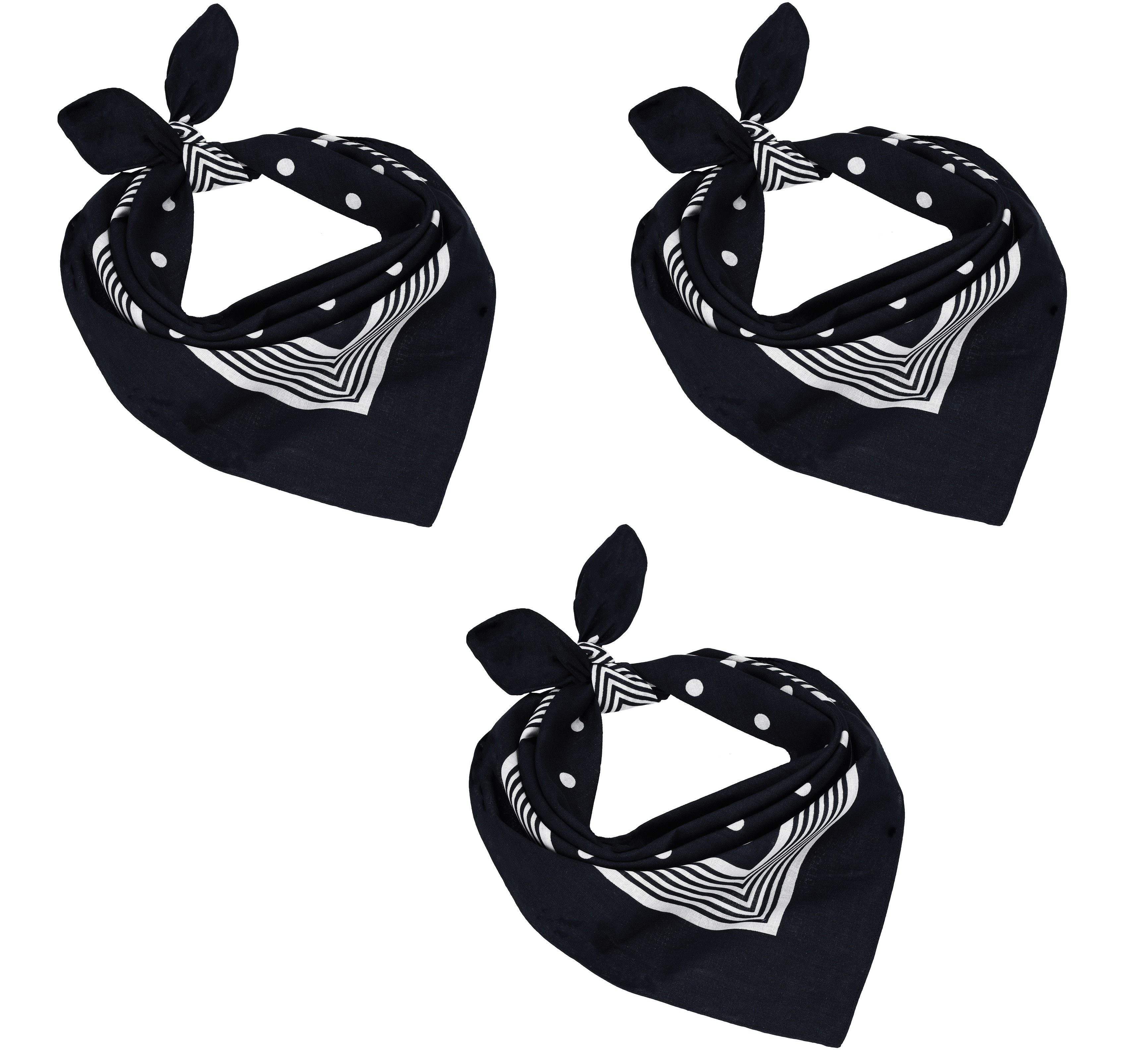 Betz Nickituch 3er Pack Bandana Kopftuch Halstuch klassischem Punktemuster 55 x 55cm, (3-St)