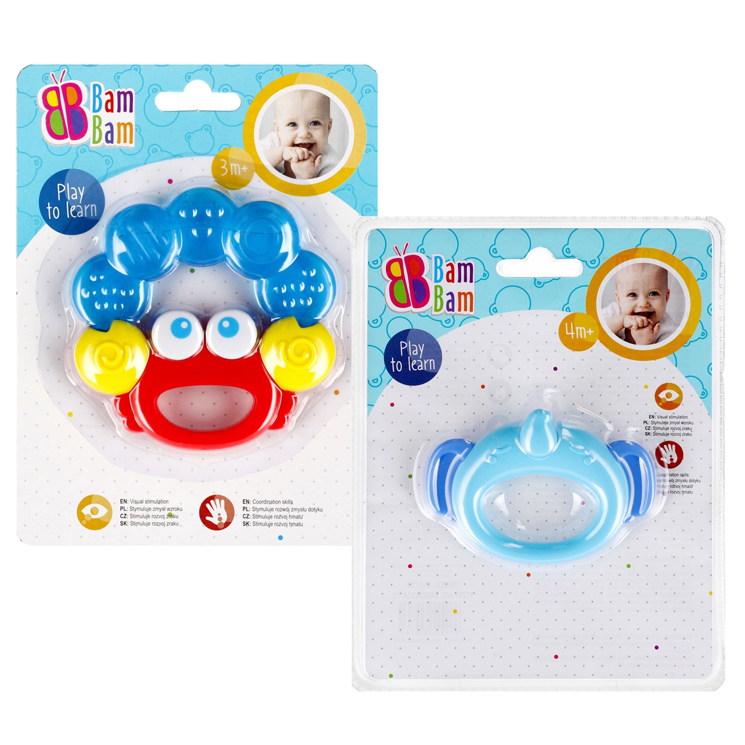 Lernspielzeug Baby-Set Rassel + Krabbenbeißer, Lernspielzeug BamBam