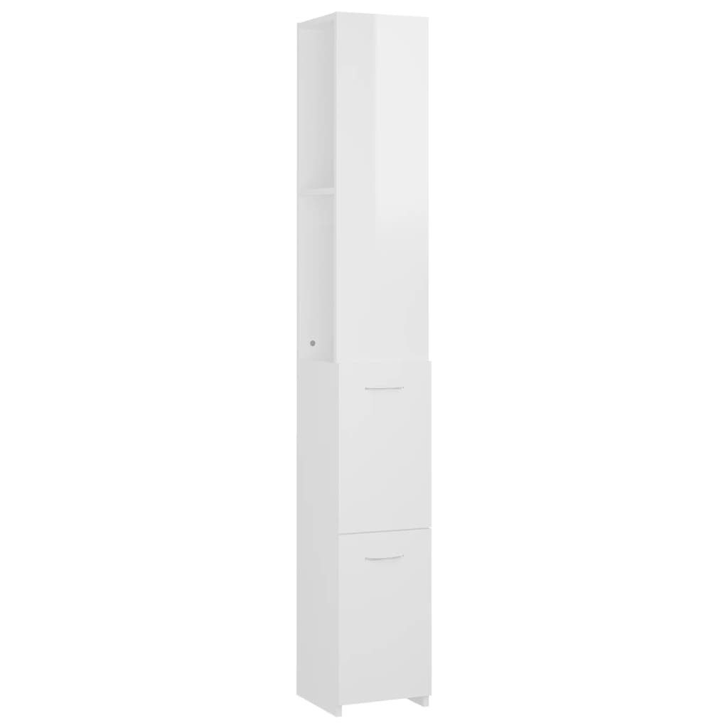 DOTMALL Badezimmer-Set Badschrank Hochglanz-Weiß 25x26,5x170 cm Holzwerkstoffd