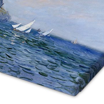 Posterlounge Leinwandbild Claude Monet, Felsen und Segelboote in Pourville, Badezimmer Maritim Malerei