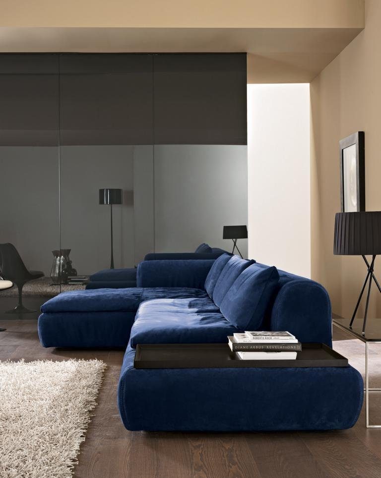Couch Ecksofa Textil Möbel Ecksofa Sofas Sofa JVmoebel Blau L-Form Polsterung Couchen