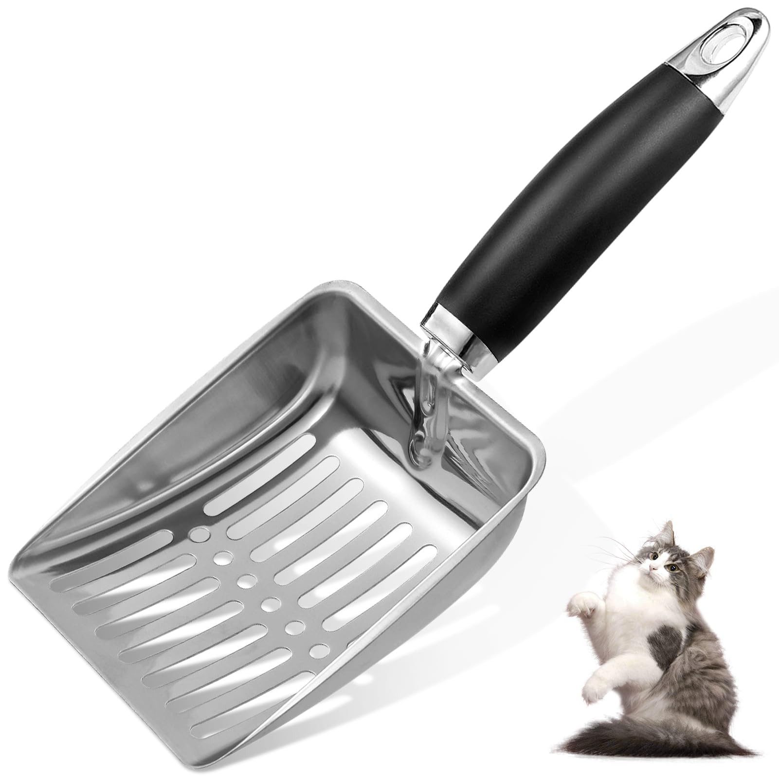 Ledander Katzentoilette Katzenstreu-Schaufel – Metallene Katzenstreu-Schaufel, Griff-Schaufel, Katzenstreu-Schaufel geeignet für Katzenstreuwanne