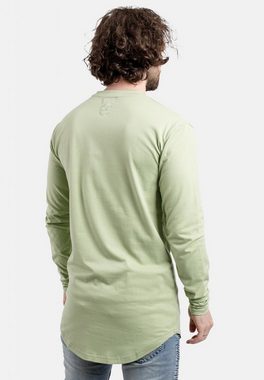 Blackskies T-Shirt Round Long Sleeve Longline T-Shirt Sage Green X-Large