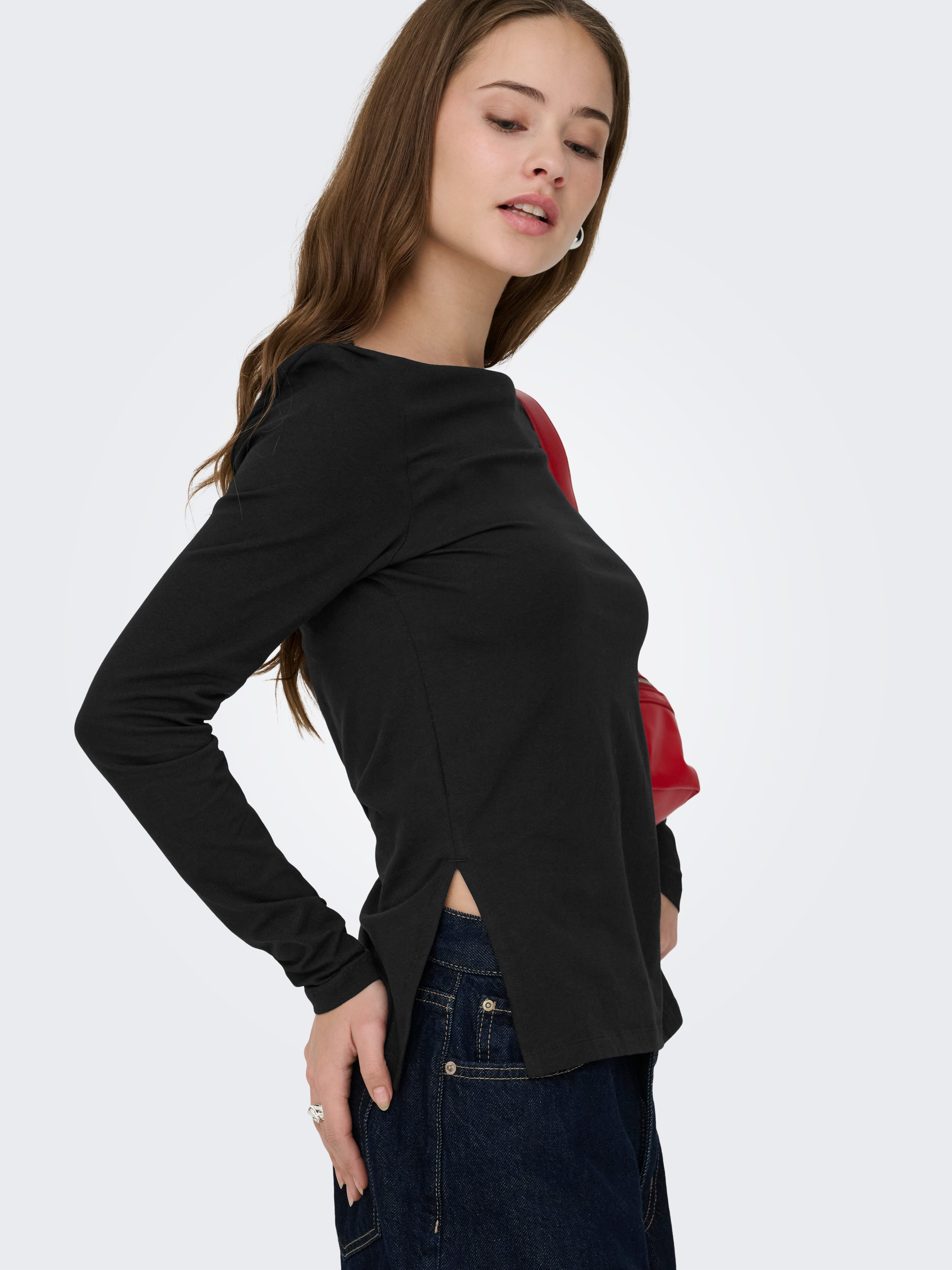 ONLY Langarmshirt ONLKISS LIFE LS BOATNECK TOP CC JRS NOOS