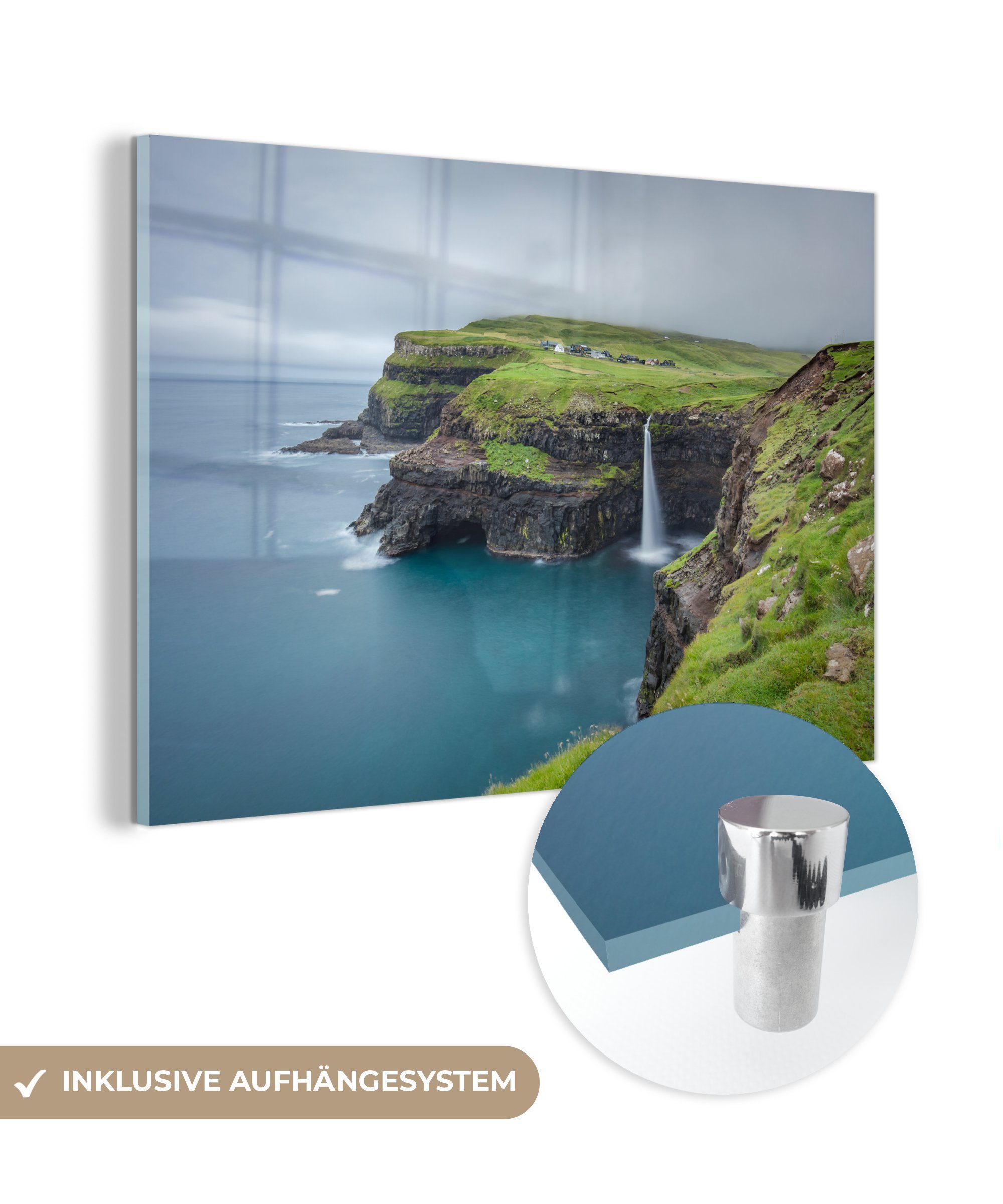 MuchoWow Acrylglasbild Färöer Inseln Island, (1 St), Acrylglasbilder Wohnzimmer & Schlafzimmer