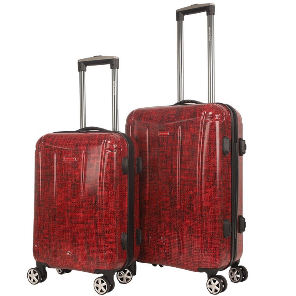 NEWCOM Hartschalen-Trolley Hartschalen Koffer Set 2 teilig Trolley Set 20 Zoll + 24 Zoll, 4 Rollen, TSA Schloss, 24 Zoll mit der integrierten Digitalwaage, Leicht rot