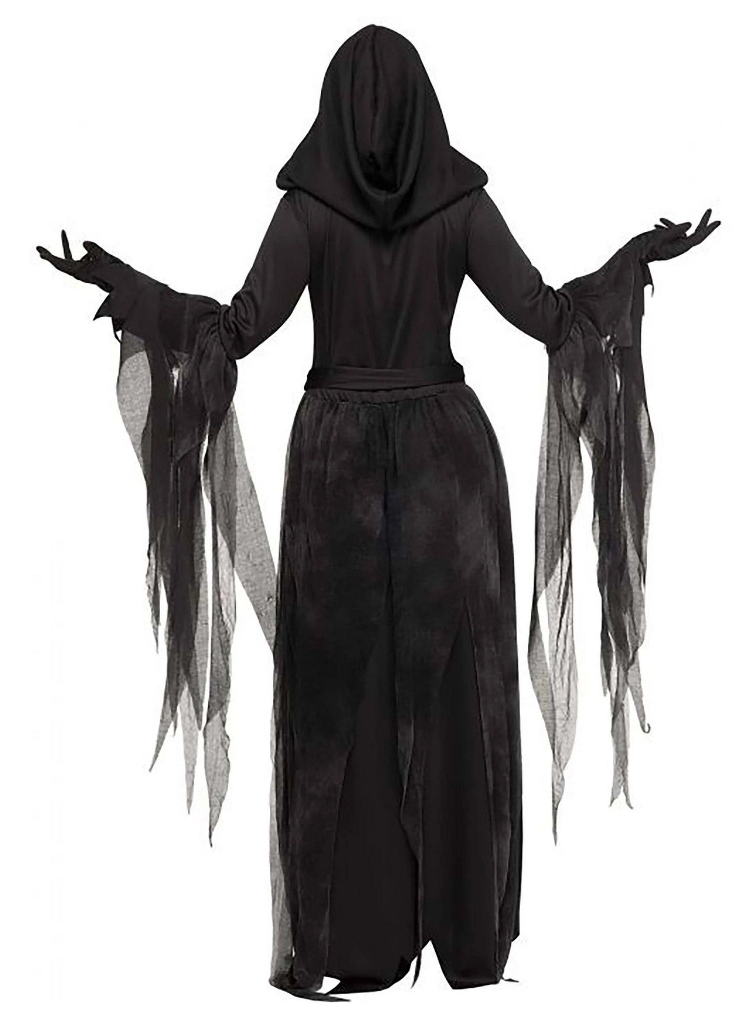 Fun World Kostüm Sensenfrau - Karneval Faschingskostüm Damen, Blutig-schwarzes Schnitterkostüm für die Todesdämonin