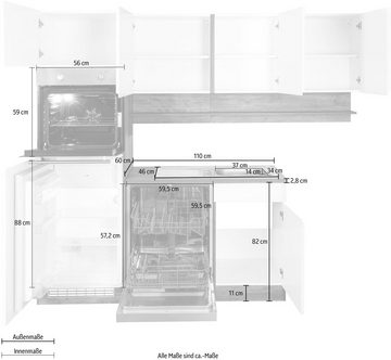Kochstation Küche KS-Virginia, Stellbreite 230/190 cm, wahlweise mit Induktion
