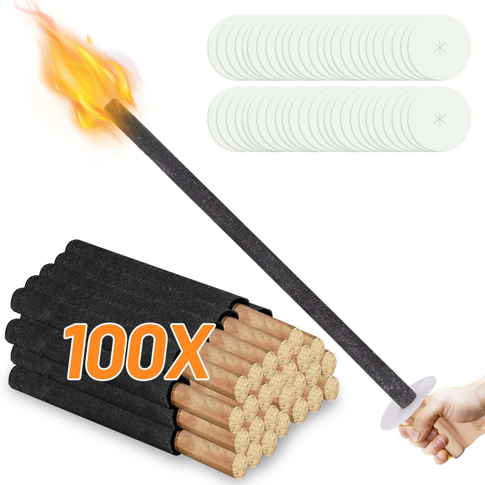 Clanmacy Gartenfackel Fackeln 100x Gartenfackel Gartenfeste Fackelfeuer Wachsfackeln 90 Min, für weihnachten neujahr karneval fasching fastnacht ostern love parade