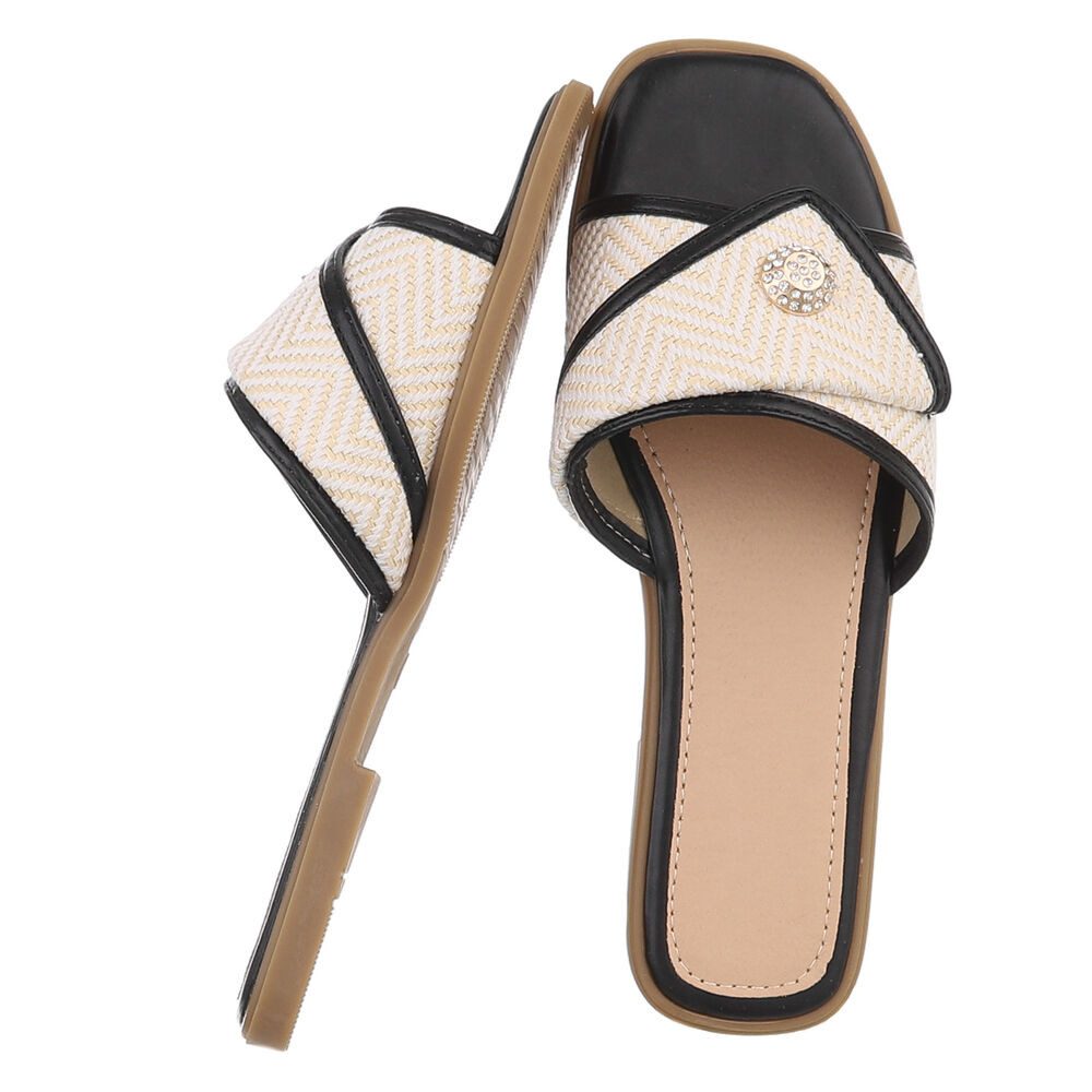 Ital-Design Elegante Damen Slipper mit Chevron-Muster für den Sommer Pantol günstig online kaufen