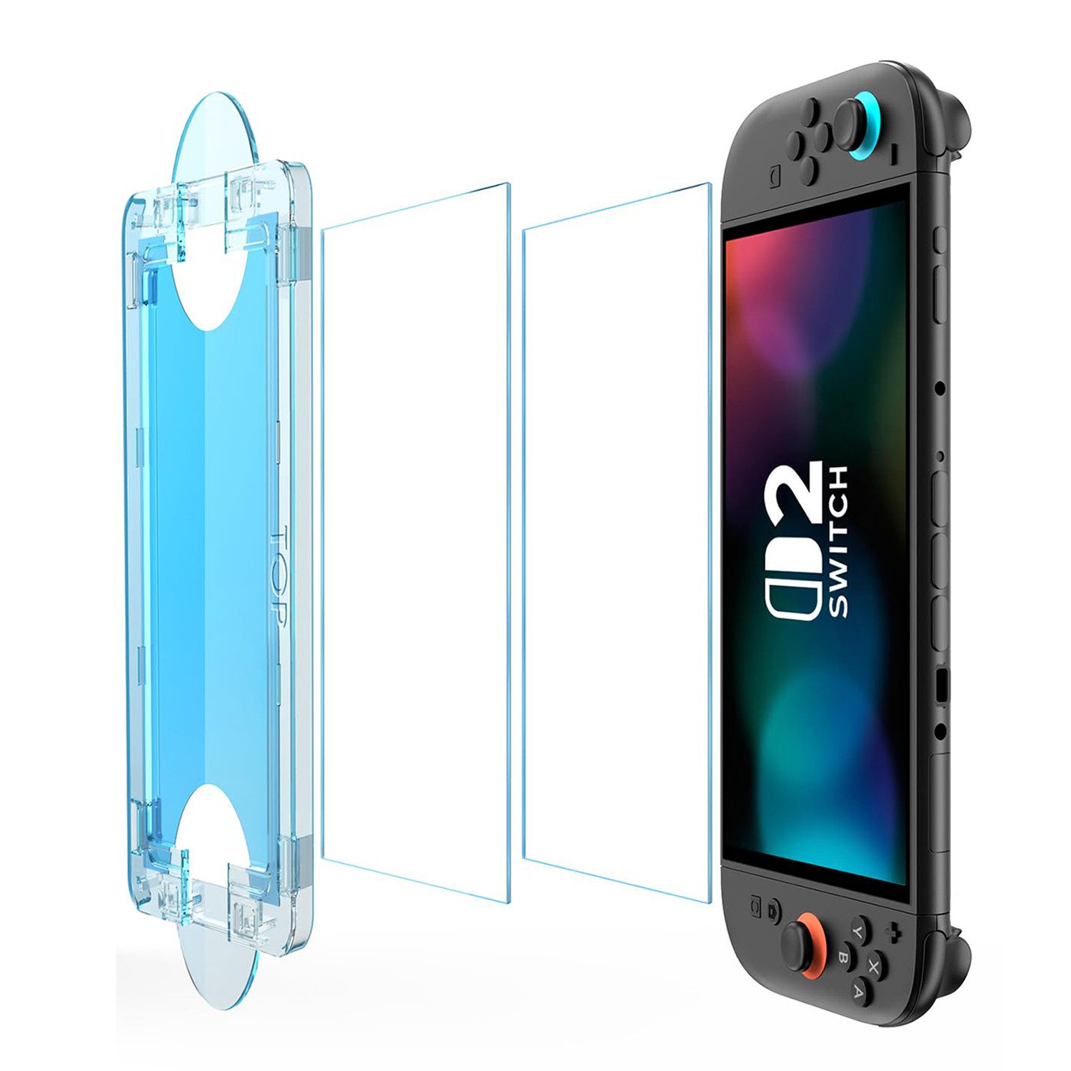 Forrlite Panzerglas für Nintendo Switch 2 Modell 2025 [2 Stück] Schutzfolie Zubehör Nintendo (9H Härte 2.5D[Hohe Auflösung][Anti-Bläschen][Anti-Kratzen], Displayschutz Schutzfolie mit Rahmen Kompatibel mit Nintendo Switch 2)