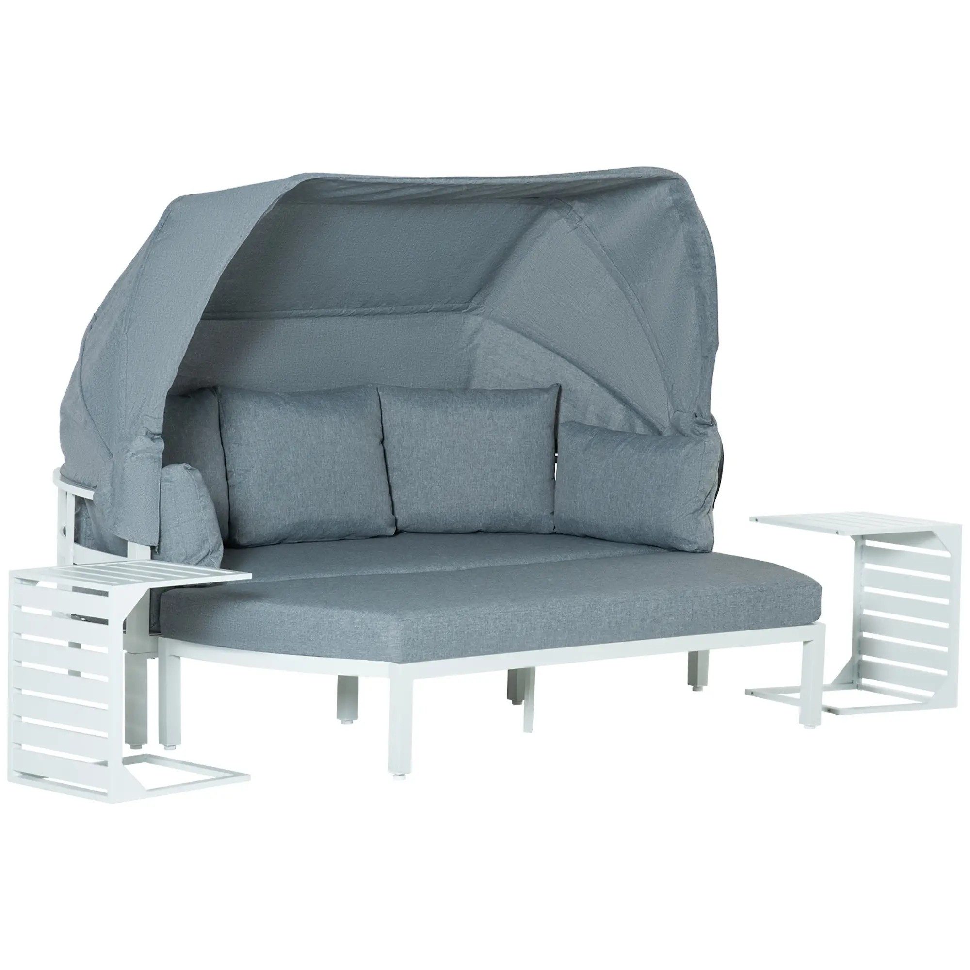 MC Star Gartenlounge-Set Gartenlounge-Set, (Kissen aus PP-Kunststoff und Polyester, 190/133B x 81T x 73/62H cm, Weiß und Grau)
