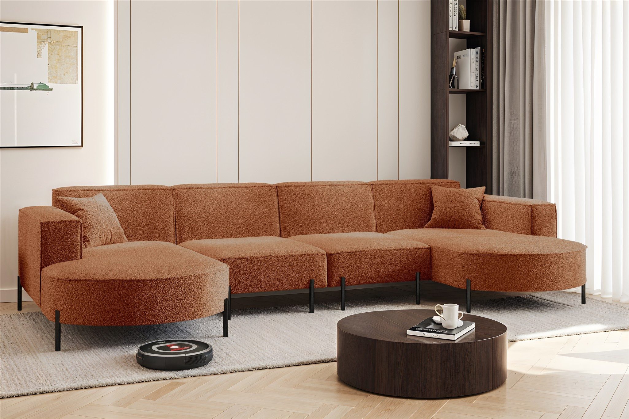 Wohnlandschaft Sofa U-Form VALENCIA XL in Stoff