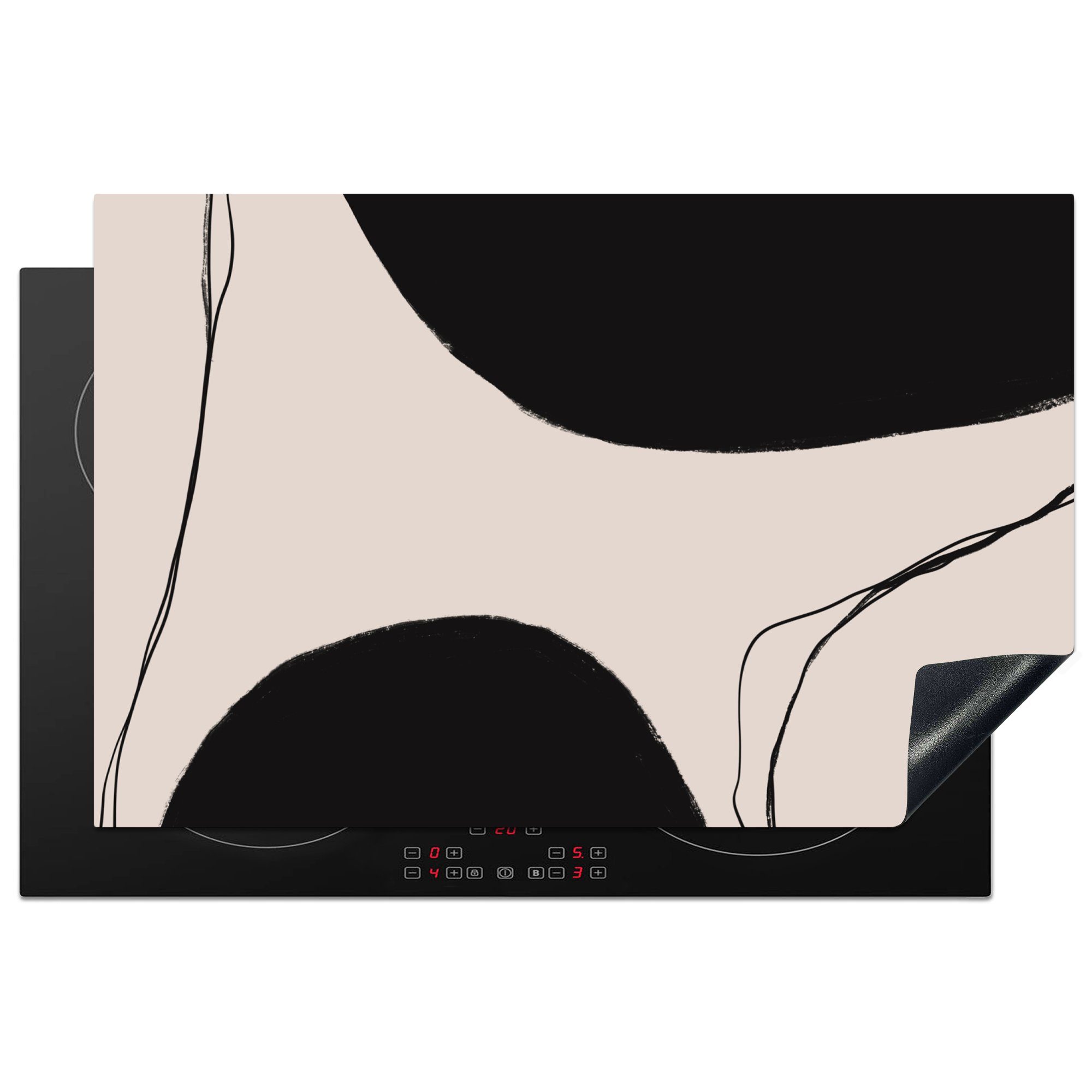MuchoWow Herdblende-/Abdeckplatte Pastell - Schwarz - Minimalismus, Vinyl, (1 tlg), 81x52 cm, Induktionskochfeld Schutz für die küche, Ceranfeldabdeckung