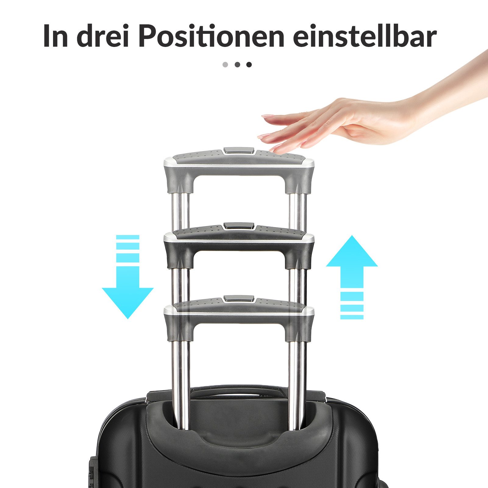 Furnishings Home Kofferset Koffer 3er Hartschalen-Trolley Leichter Rollkoffer, 360° Doppelrollen Rollen, (3 tlg), 3tlg. 3-stelliger Zahlenschloss, 3-stufig höhenverstellbarer Griff