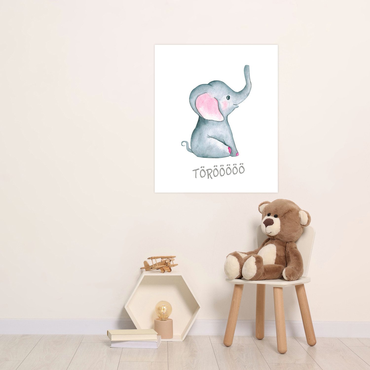 Bild mit Rahmen oder Poster, Elefant mit Spruch