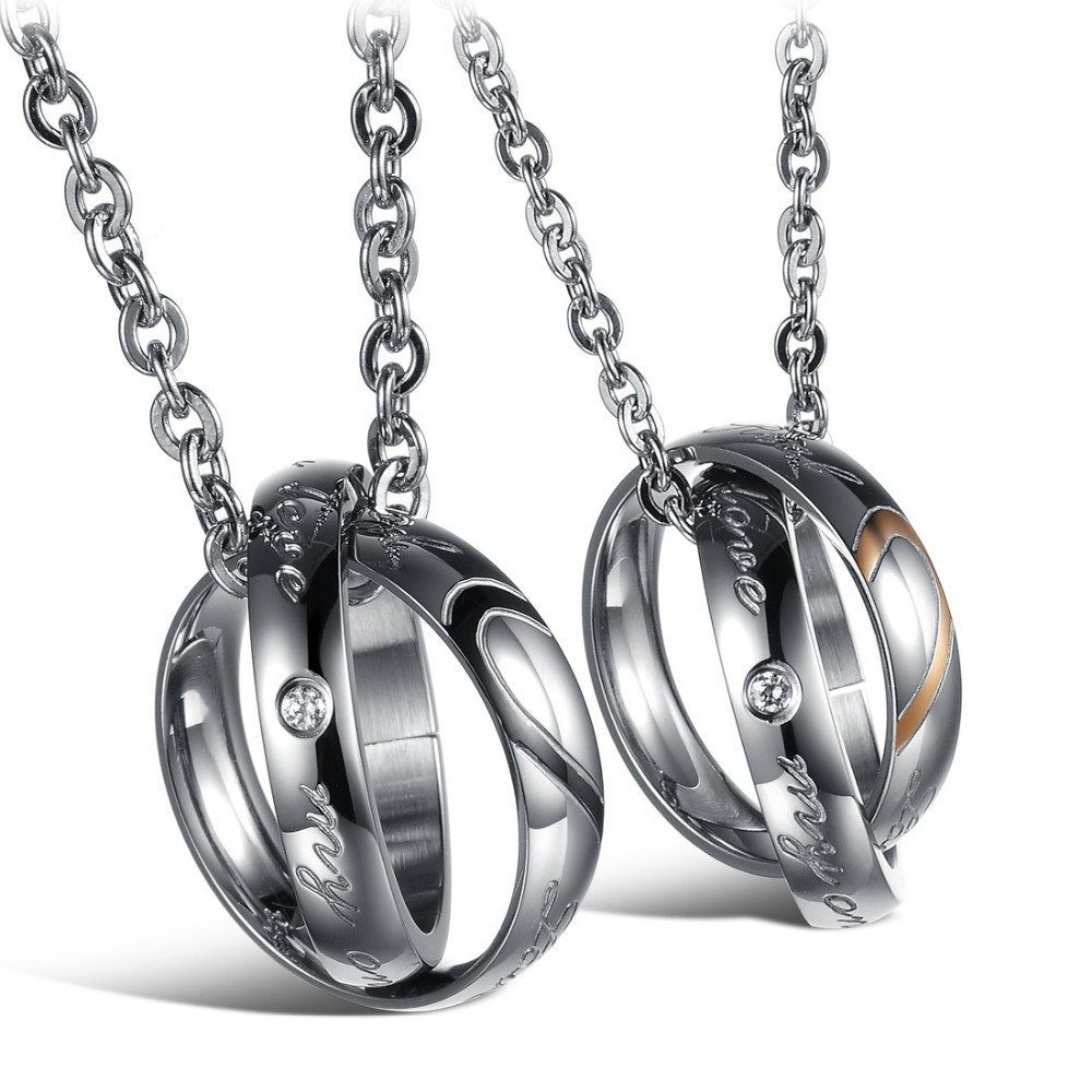 Kim Johanson Schmuckset Real Love (Set, 4-tlg), mit Zirkonia, Partnerketten: 2 Ketten mit Anhänger