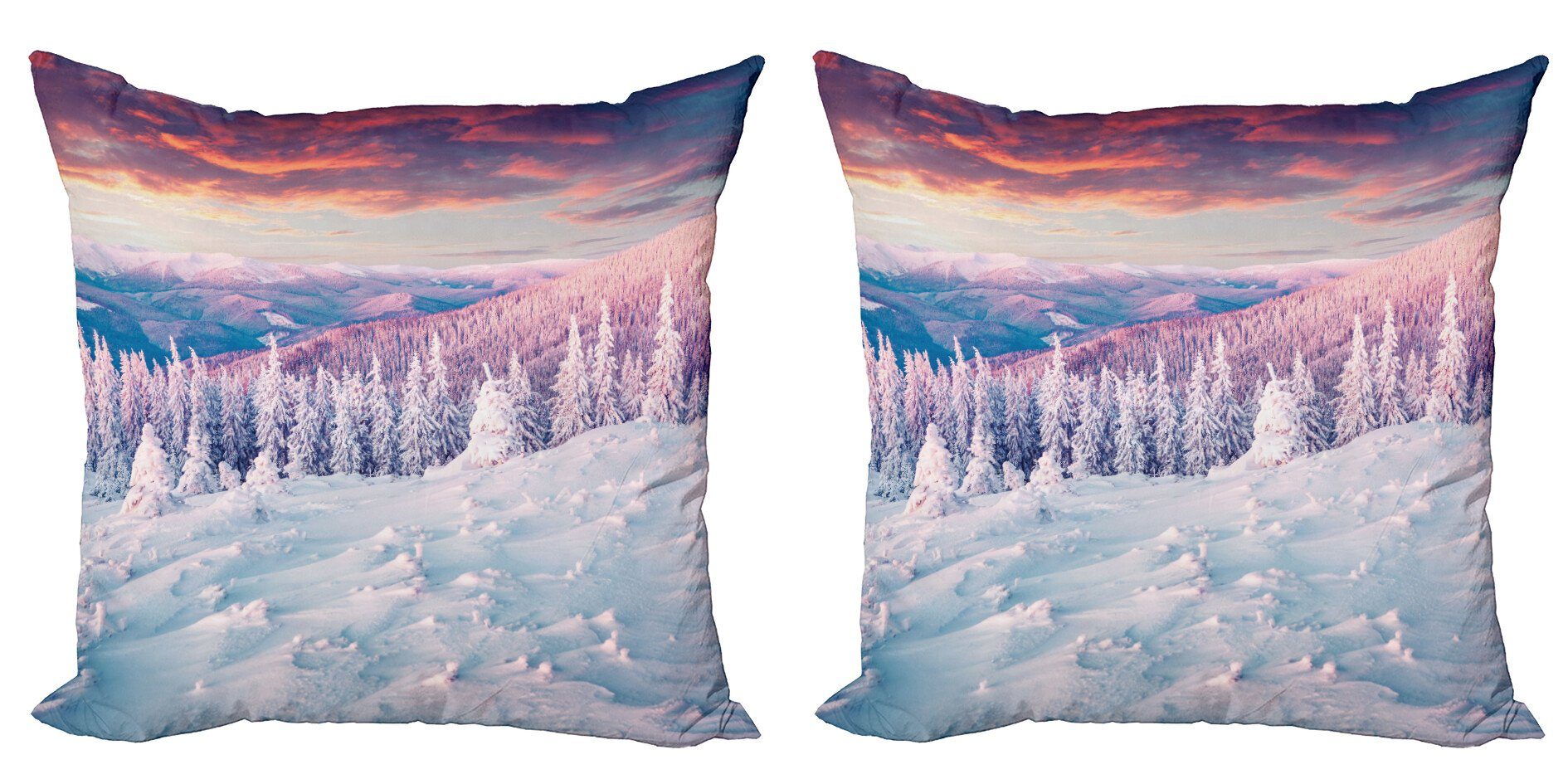 Kissenbezüge Modern Accent Doppelseitiger Digitaldruck, Abakuhaus (2 Stück), Weiß Europäischer schneebedeckter Berg