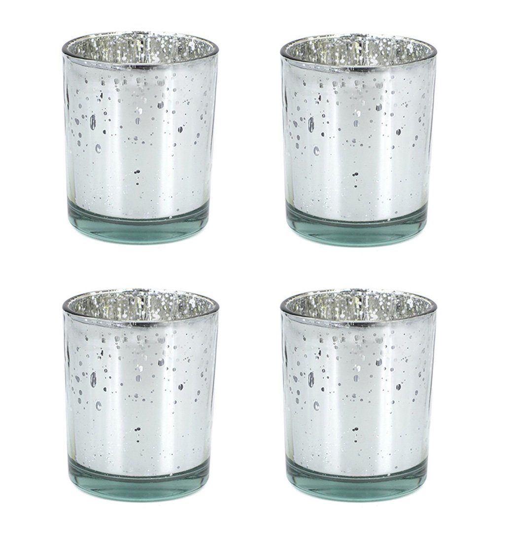 Creativery Teelichthalter, Teelichthalter Glas 6x7,2cm silber 4er Set günstig online kaufen