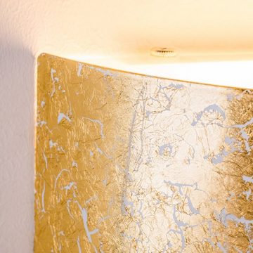 hofstein Wandleuchte »Bossare« Wandlampe aus Metall/Glas in Gold, ohne Leuchtmittel, moderne mit Up & Down-Effekt, 2xG9, Innen mit Blattgold-Effekt