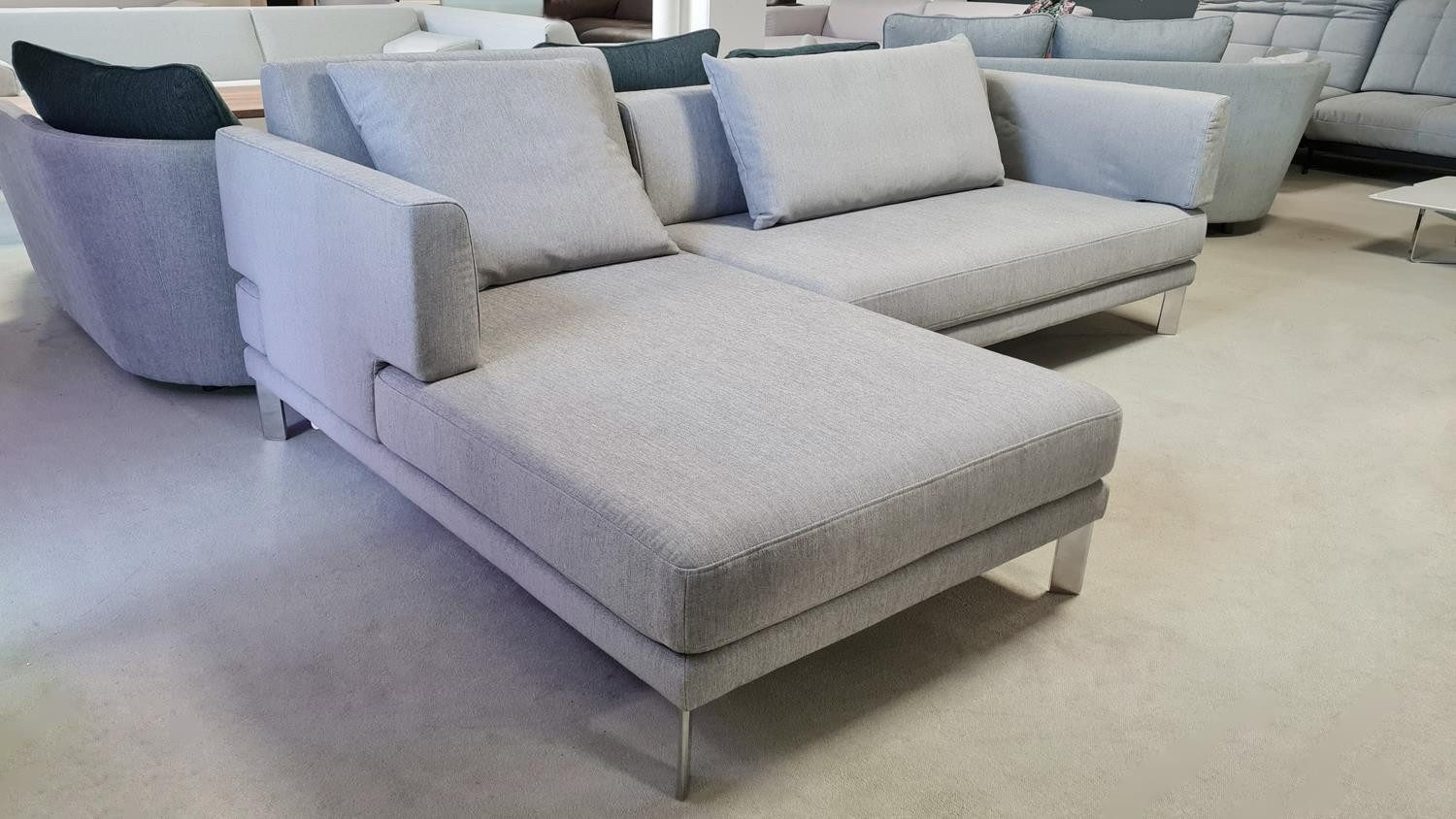 Rolf Benz Ecksofa Ecksofa SENTO 344 Rolf Benz Recamiere links Stoff hellgrau