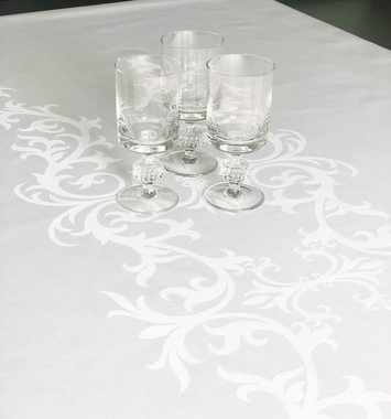 Libusch® Tischdecke DAMAST-Tischdecke Prinzipal, weiß, ornamentales Muster, Größe wählbar (1-tlg), Jacquardgewebe