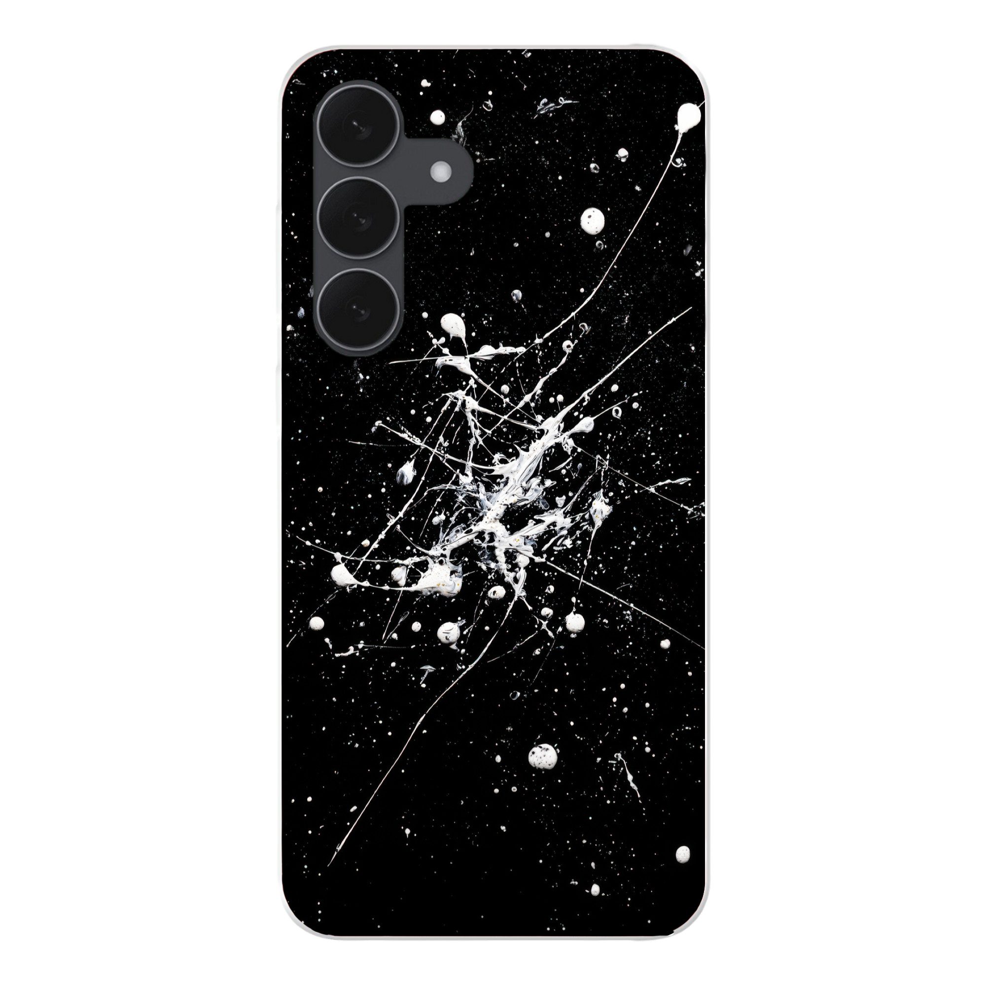 MuchoWow Handyhülle für Samsung Galaxy S25 FE Farbspritzer - Weiß - Abstrakt - Explosion, Smartphone-Bumper, Print, Handy Schutzhülle Dünn