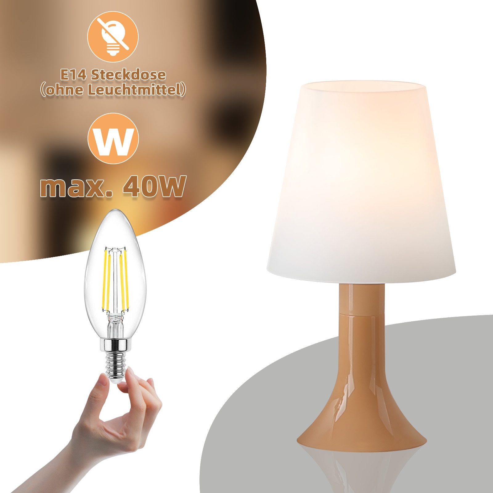 Nettlife Nachttischlampe 2er Set Tischlampe schlafzimmer mit Kabel Kleine E günstig online kaufen