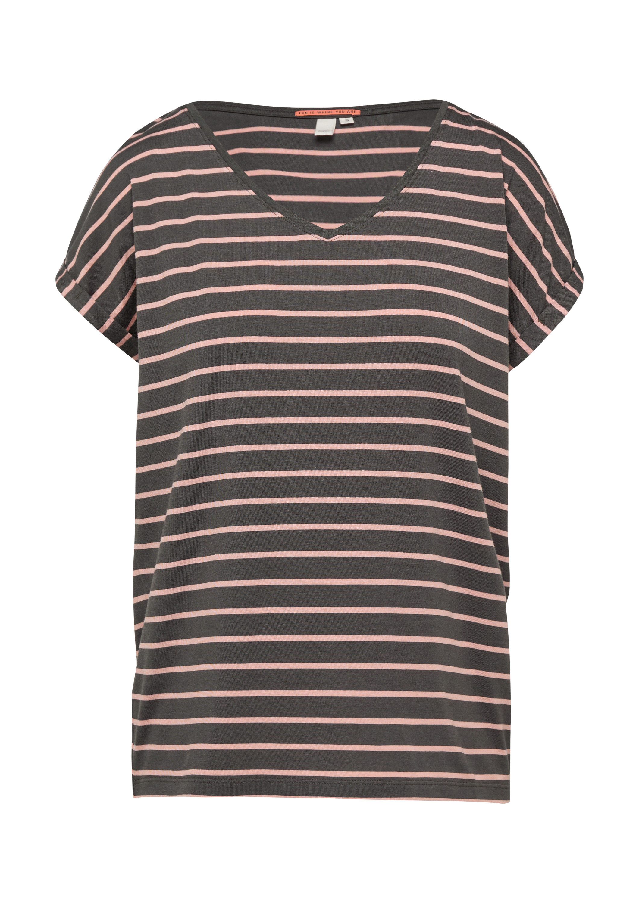 QS Kurzarmshirt T-Shirt T-Shirt aus Modalmix mit Ringelmuster günstig online kaufen