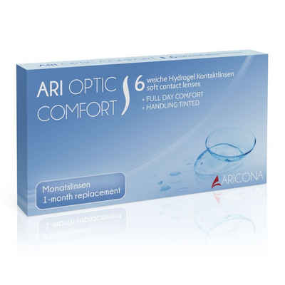aricona Monatslinsen Kontaktlinsen Monatslinsen weich BC 8.6 mm DIA 14.2 Dioptrien: -1.00 Weiche Kontaktlinsen für den täglichen Gebrauch, 6 Stück, mit Stärke