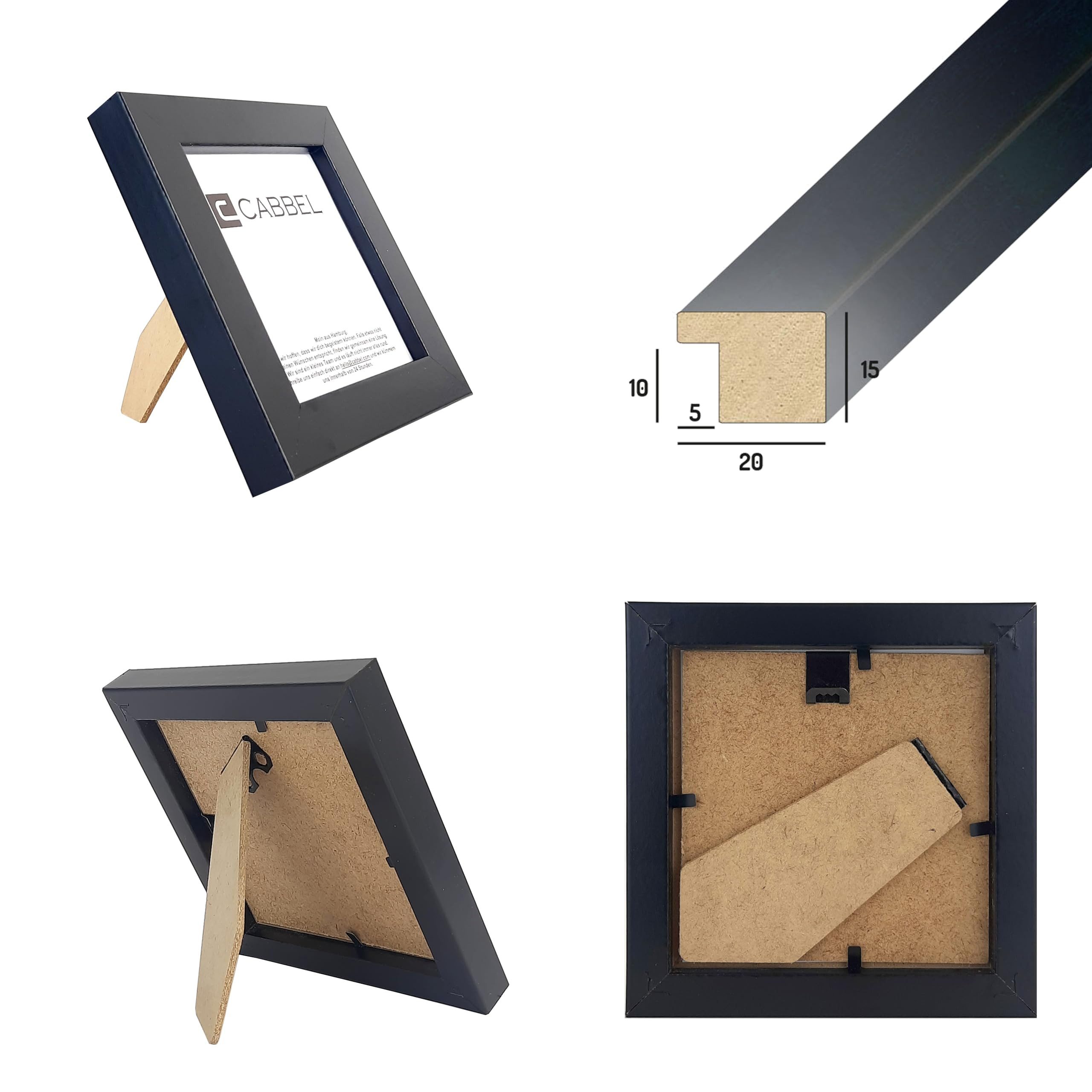 CABBEL Bilderrahmen MDF Holzrahmen Fotorahmen modern Collagen Foto Poster Galerie Wanddeko, für 3 Bilder (3 St), 10x10 cm Schwarz Wohnzimmer elegant Schmal Foto – Bild 5 von 5