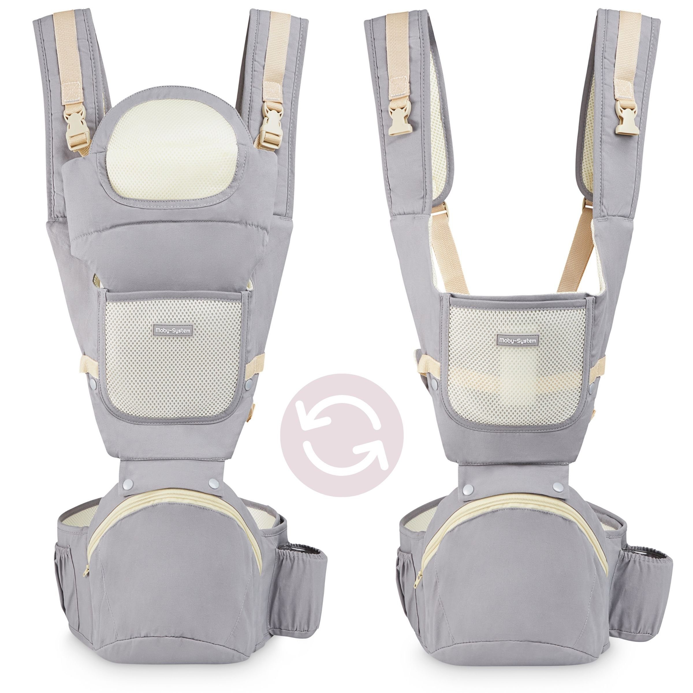Moby-System Babytrage Ergonomische Babytrage - AMY 10in1 - 0-36 Monate, grau