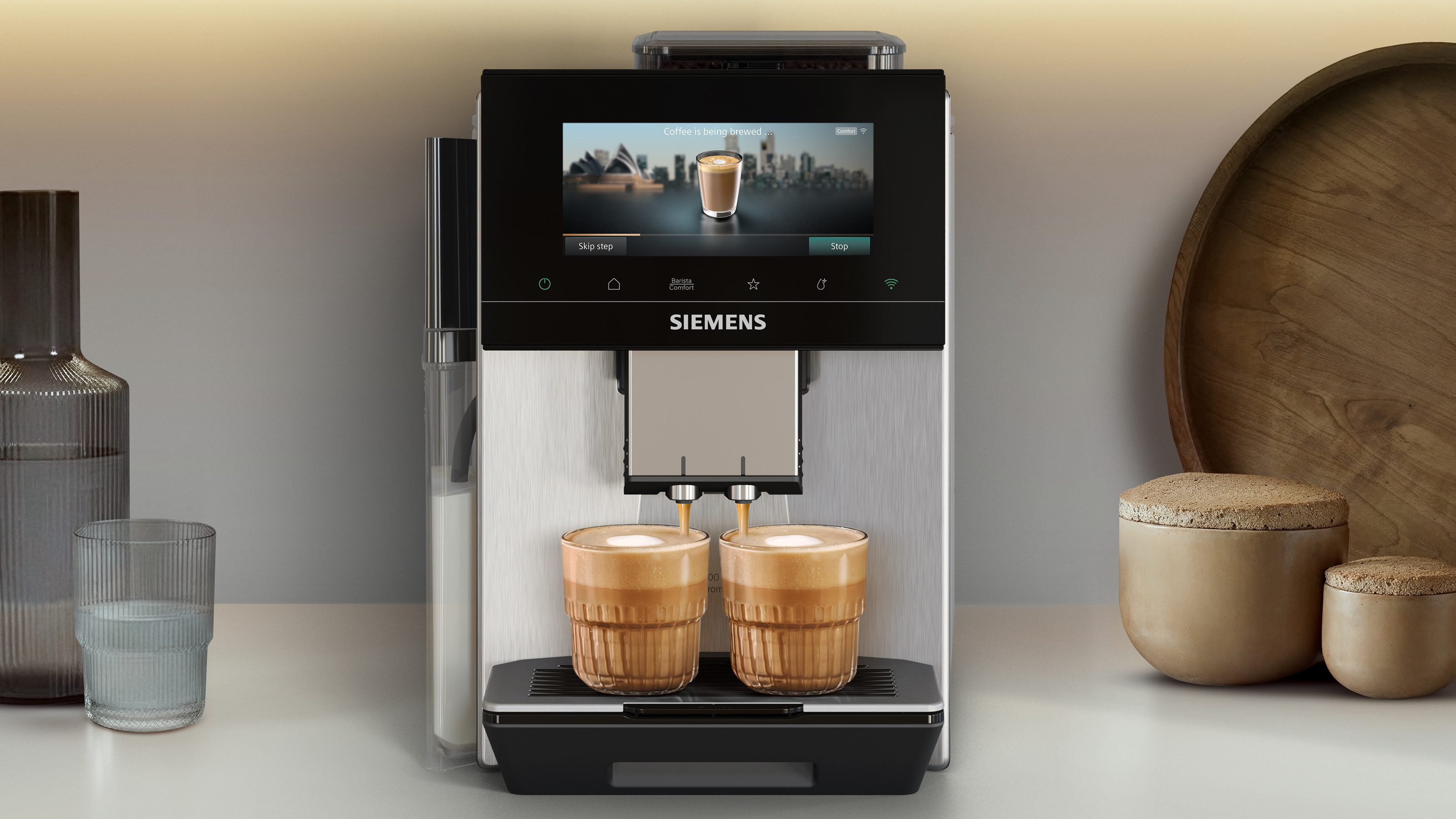 SIEMENS Kaffeevollautomat EQ900 TQ923EZ3, autom. Reinigung, 41 versch. Getränke, XL-Getränke, farbiges 6.8'' TFT-Display, individuelle Aromaeinstellung, Edelsta – Bild 4 von 5