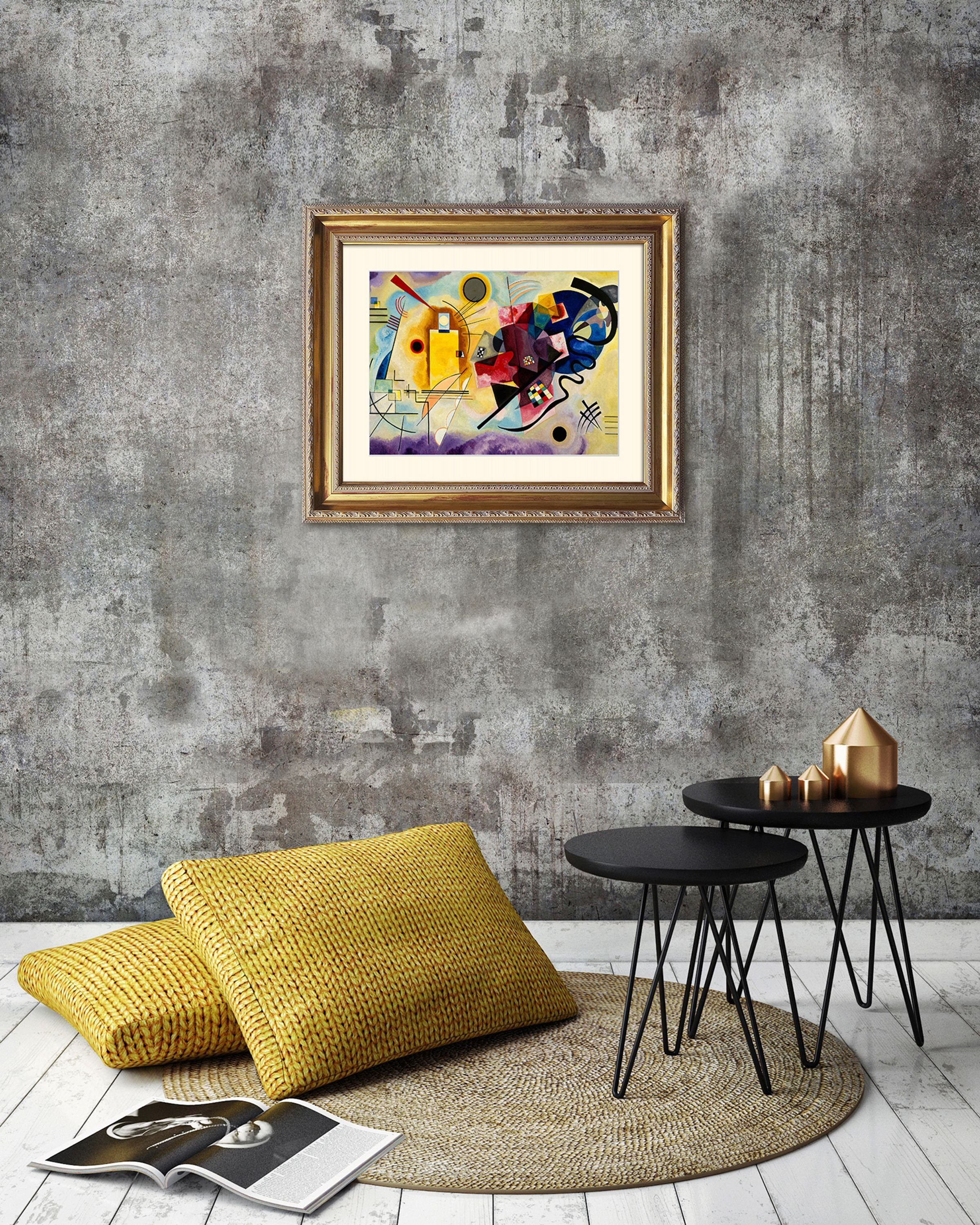 Red mit Rahmen Bild / Blue Barock-Rahmen artissimo 63x53cm Wassily and Poster mit Kandinsky: Kandinsky Wandbild, Bild / Yellow, erahmt