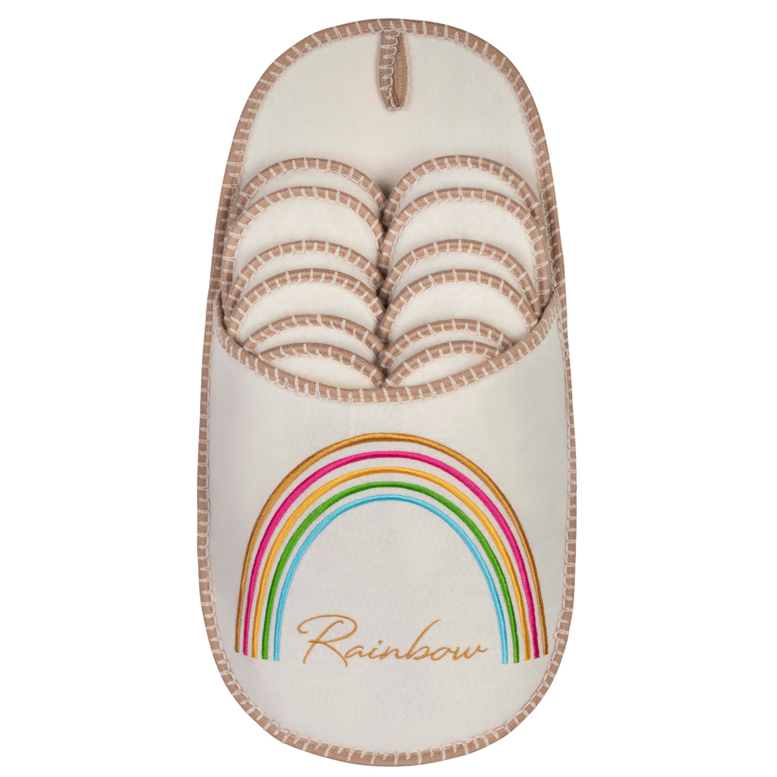 ONVAYA ABS Gästepantoffel, Regenbogen, 6er Set, Antirutsch Sohle Hausschuh