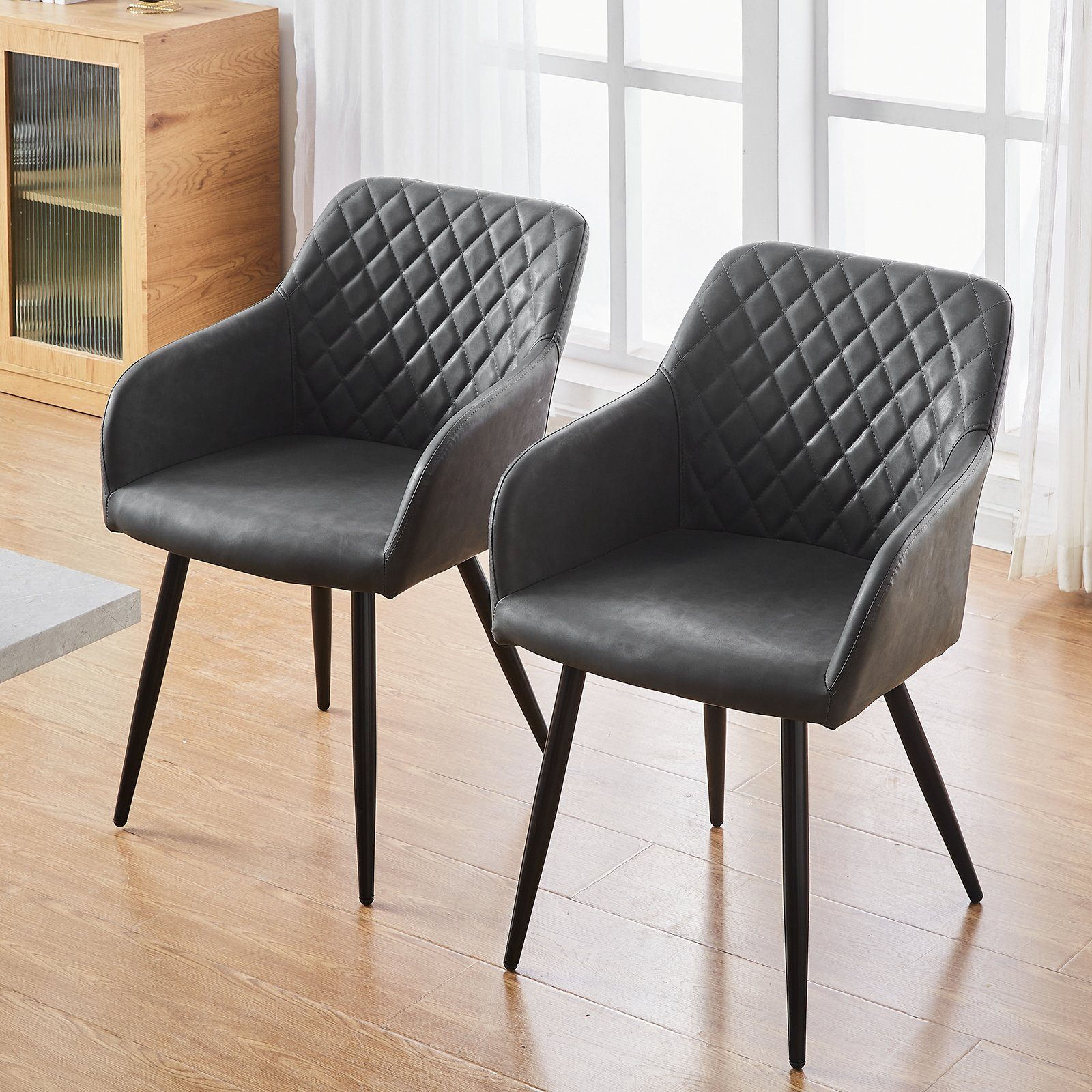 CLIPOP Esszimmerstuhl Küchenstühle (2er Set), Kunstlederstühle, Обитые стулья Sessel mit Rückenlehne