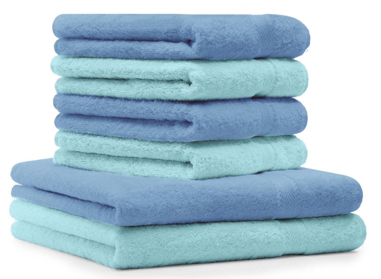 Betz Handtuch Set 6-TLG. Handtuch-Set Premium 100% Baumwolle 2 Duschtücher 4 Handtücher Farbe hellblau und türkis, 100% Baumwolle