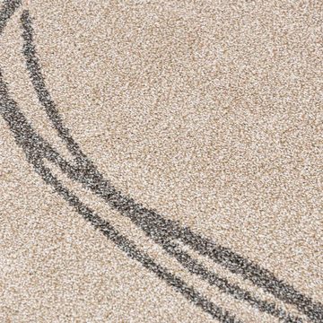 Designteppich Modern Teppich Kurzflor Wohnzimmerteppich Japandi Scandi Creme Beige, Mazovia, 80 x 150 cm, Fußbodenheizung, Allergiker geeignet, Farbecht, Pflegeleicht