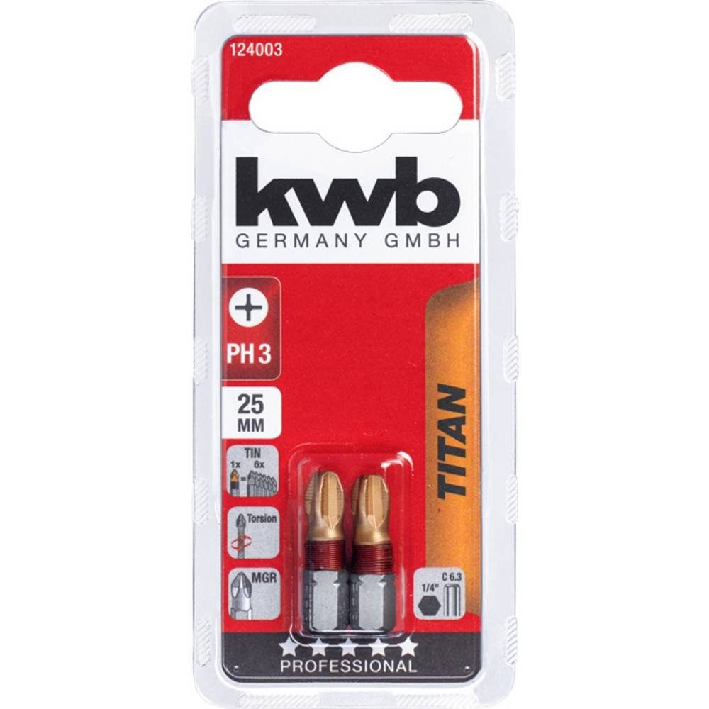 kwb Bits, 3 Kreuzschlitz-Bit TITAN 25 PH mm,
