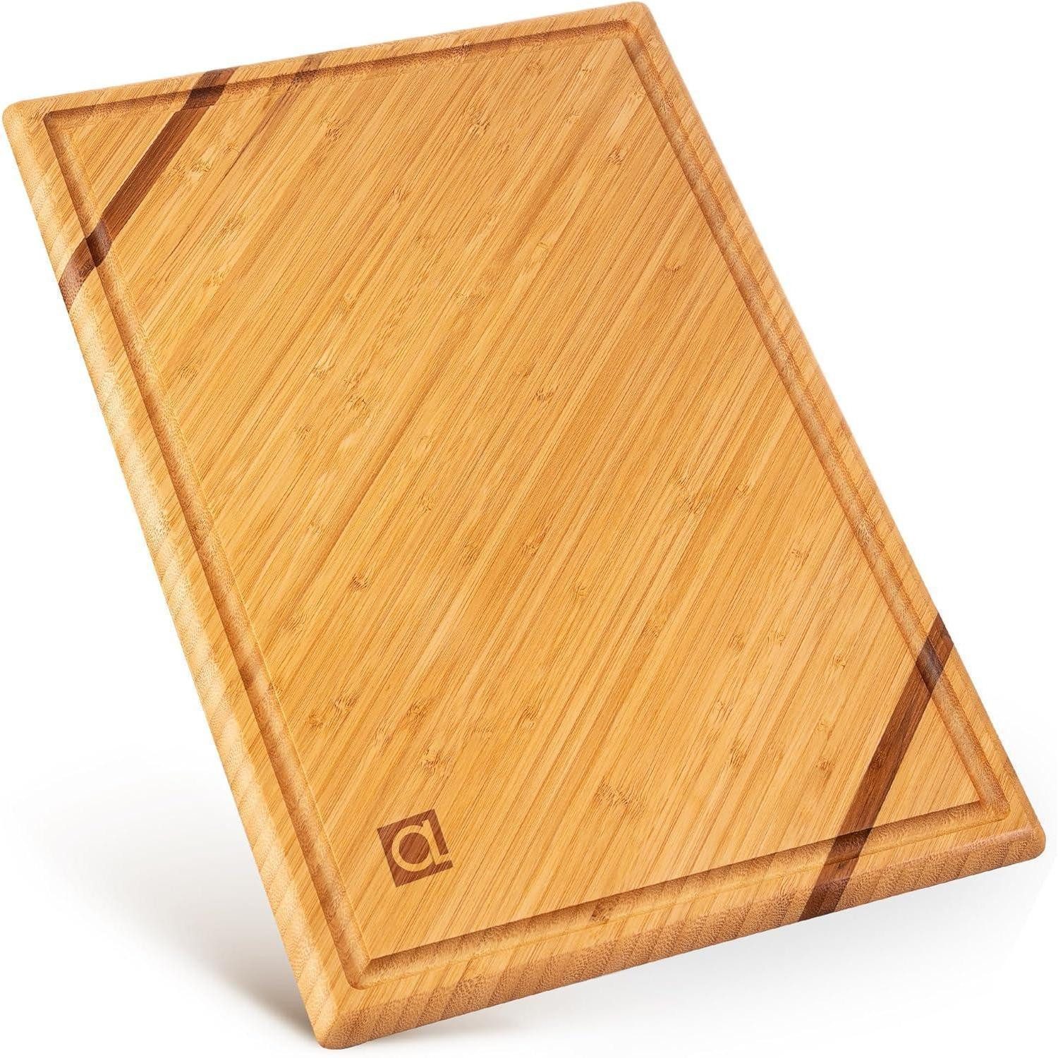 LuxusKollektion Schneidebrett Großes Bambus Schneidebrett 45 x 30cm mit Saftrille - Luxuriös, Naturmaterialien, (1-St)