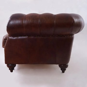moebelfaktor 3-Sitzer Loxley 3D Vintage-Cigar, klassisches Ledersofa, das Stil und Eleganz symbolisiert