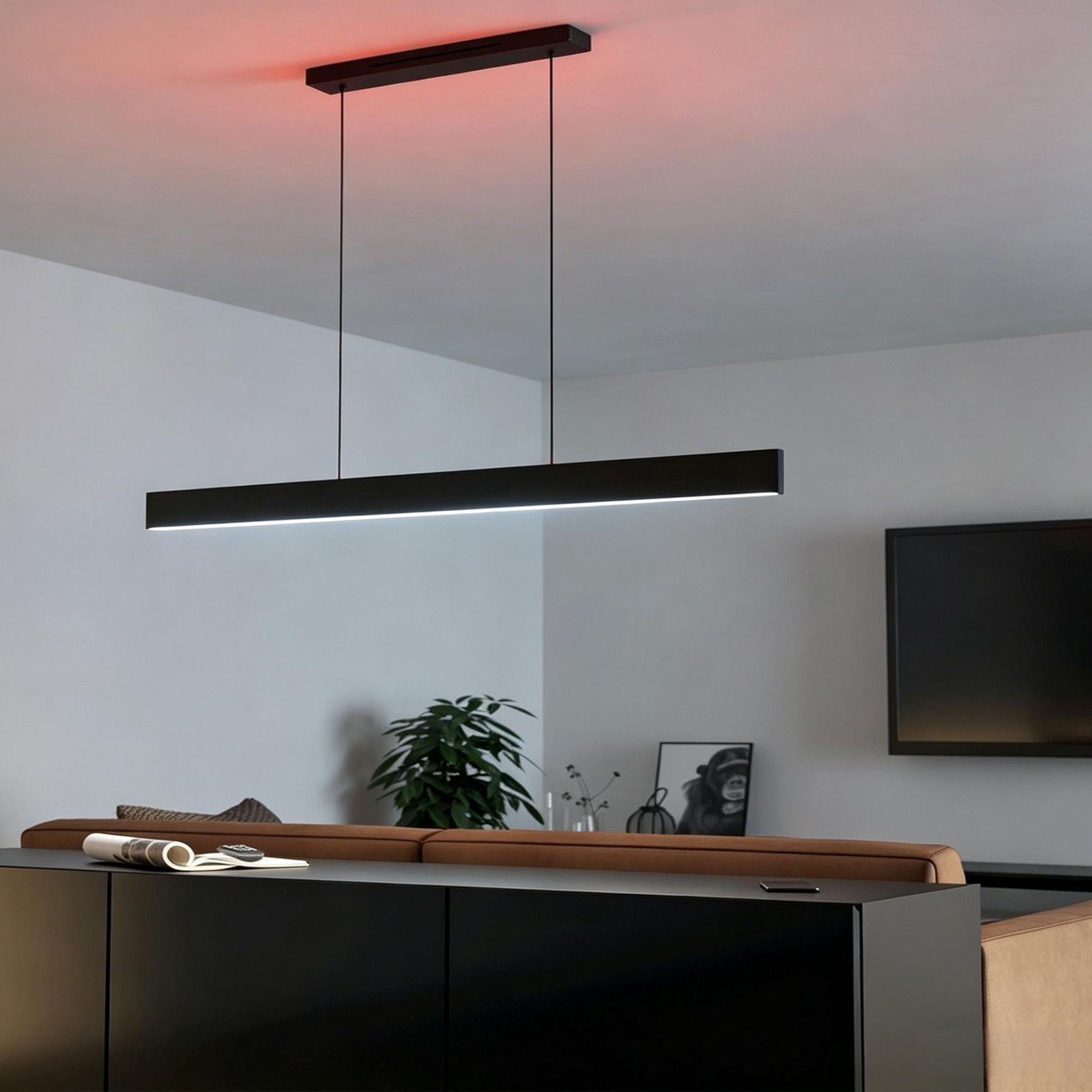 oyajia LED Pendelleuchte Höhenverstellbar Pendelleuchte, Linear Hängelampe Esstischlampe 100cm, LED fest integriert, Warmweiß, Naturweiß, Kaltweiß, Dimmbar mit Fernbedienung Küchenlampe,für Wohnzimmer, Esszimmer, Hotel