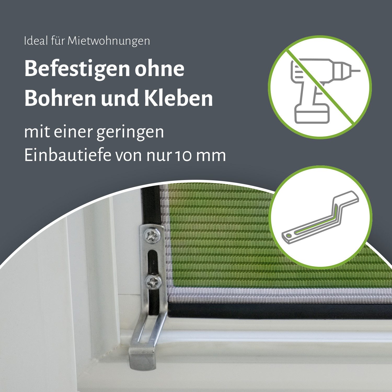empasa Insektenschutz-Fensterrahmen "START", Fliegengitter Fenster Pollenschutz mit Alurahmen